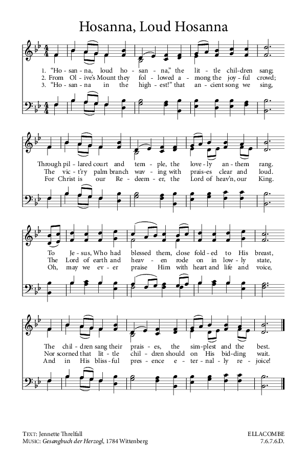 Preview of Hymn download for Hosanna, Loud Hosanna