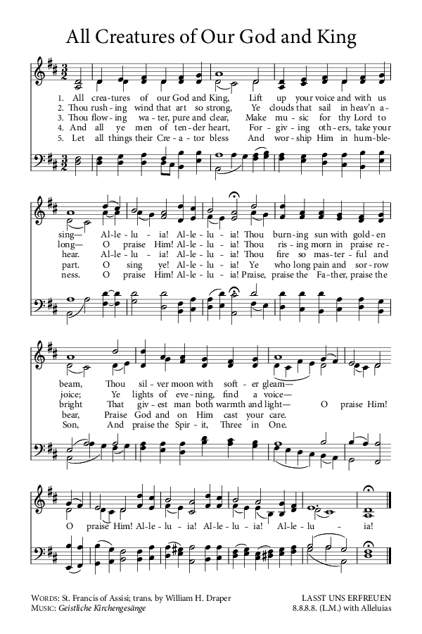 Preview of Hymn download for All Creatures of our God and King