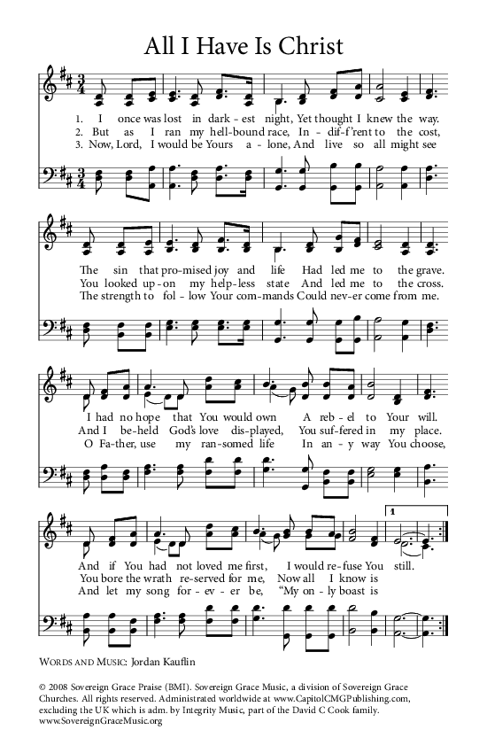 Preview of Hymn download for All I Have Is Christ