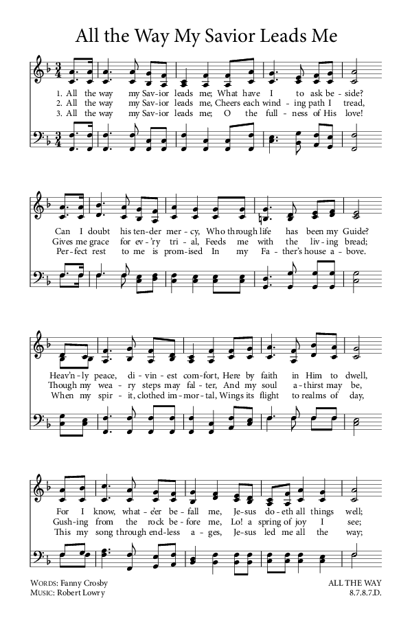 Preview of Hymn download for All the Way My Savior Leads Me