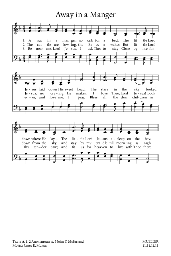 Preview of Hymn download for Away in a Manger