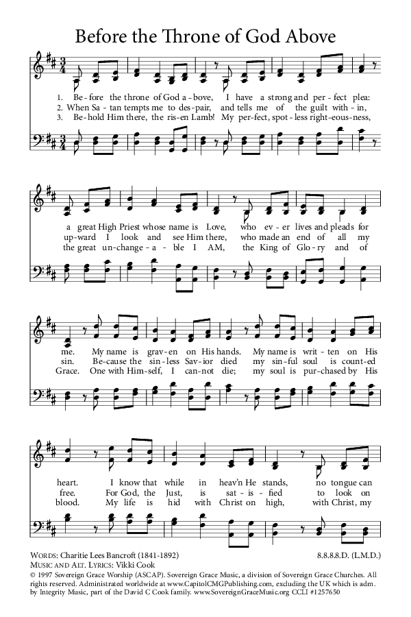 Preview of Hymn download for Before the Throne of God Above