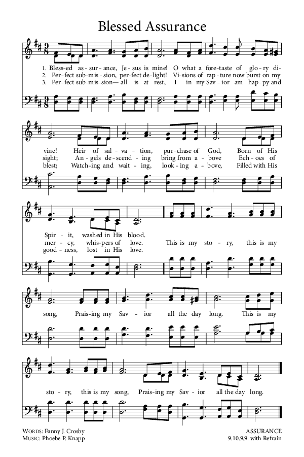 Preview of Hymn download for Blessed Assurance
