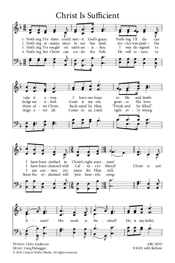 Preview of Hymn download for Christ Is Sufficient