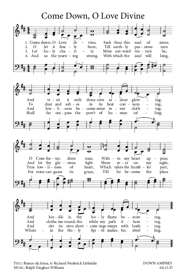 Preview of Hymn download for Come Down, O Love Divine
