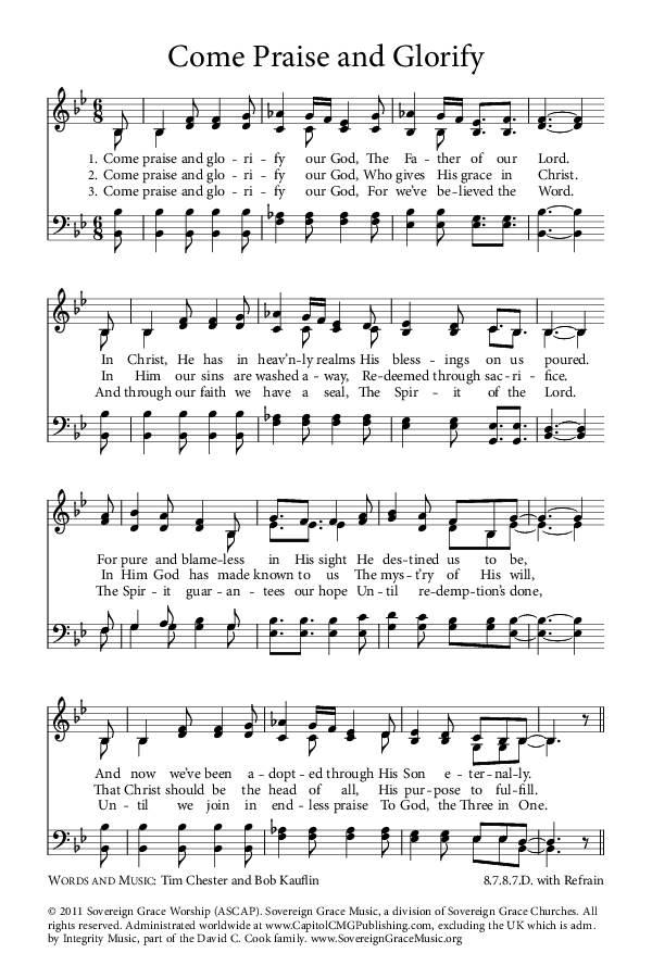 Preview of Hymn download for Come Praise and Glorify