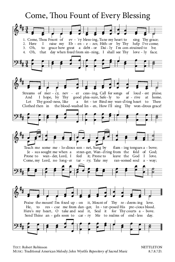 Preview of Hymn download for Come, Thou Fount of Every Blessing