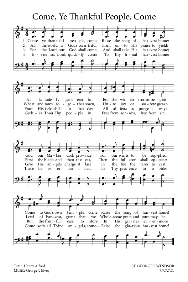 Preview of Hymn download for Come, Ye Thankful People, Come