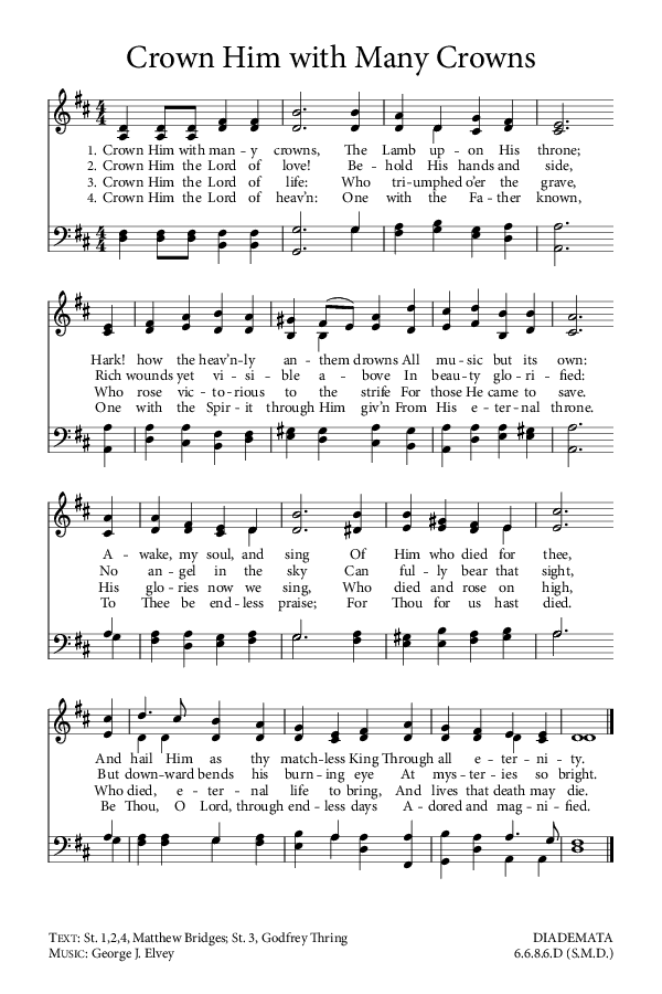 Preview of Hymn download for Crown Him with Many Crowns