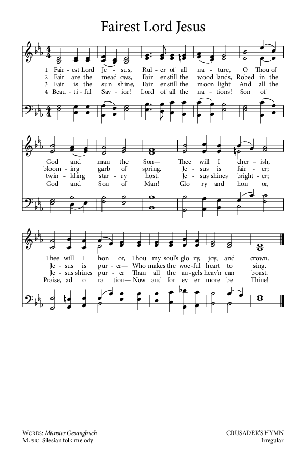 Preview of Hymn download for Fairest Lord Jesus