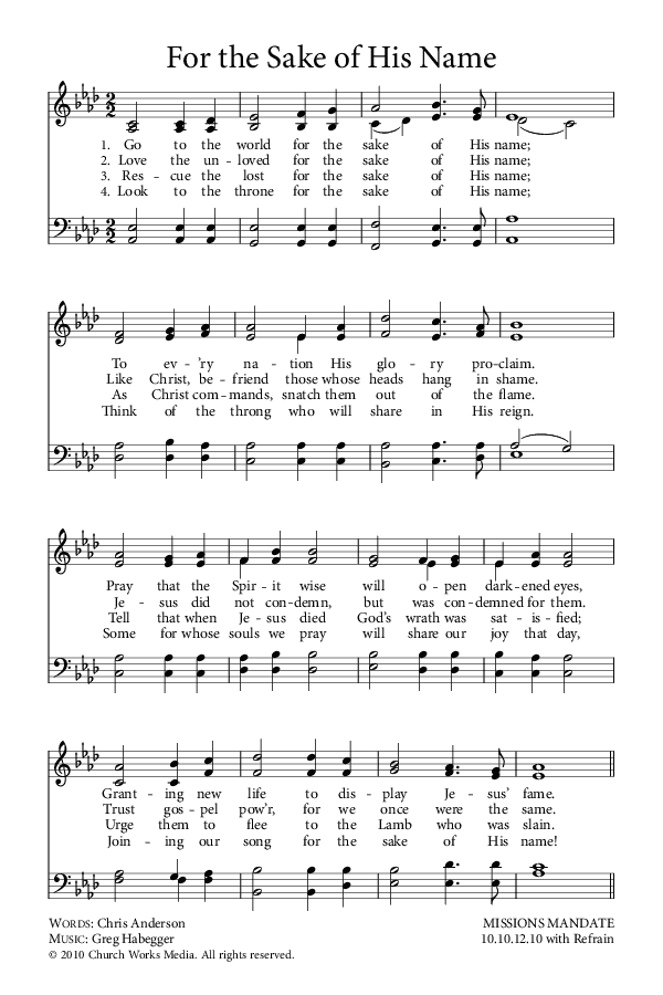 Preview of Hymn download for For the Sake of His Name