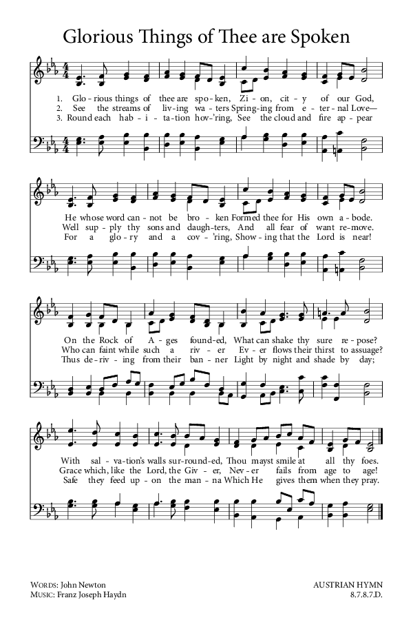 Preview of Hymn download for Glorious Things of Thee are Spoken