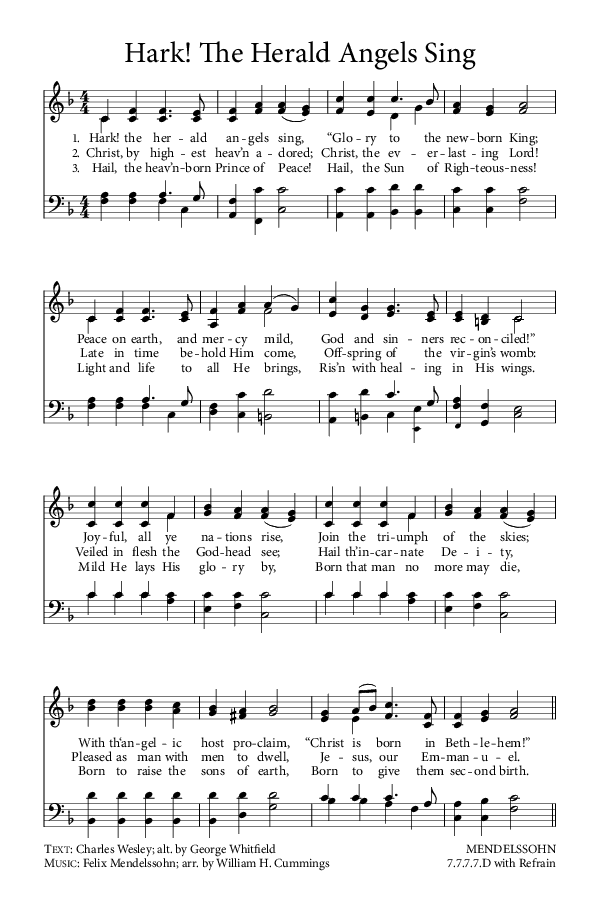 Preview of Hymn download for Hark! The Herald Angels Sing