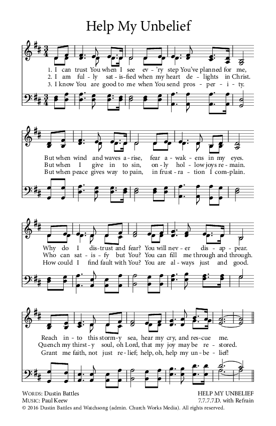 Preview of Hymn download for Help My Unbelief