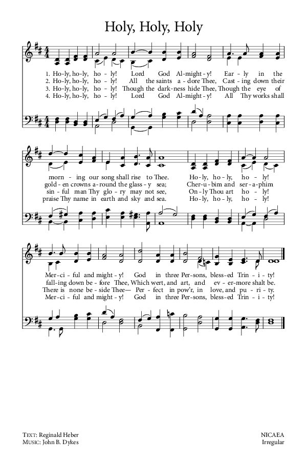 Preview of Hymn download for Holy, Holy, Holy