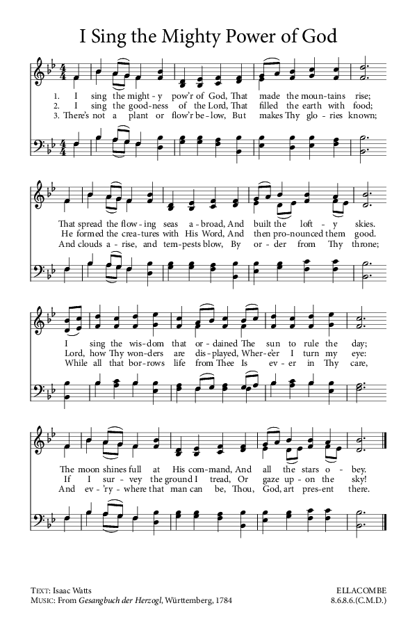 Preview of Hymn download for I Sing the Mighty Power of God
