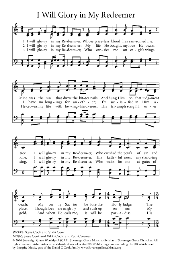 Preview of Hymn download for I Will Glory in My Redeemer