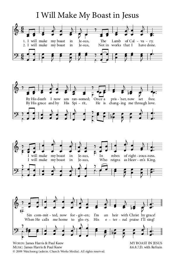 Preview of Hymn download for I Will Make My Boast in Jesus