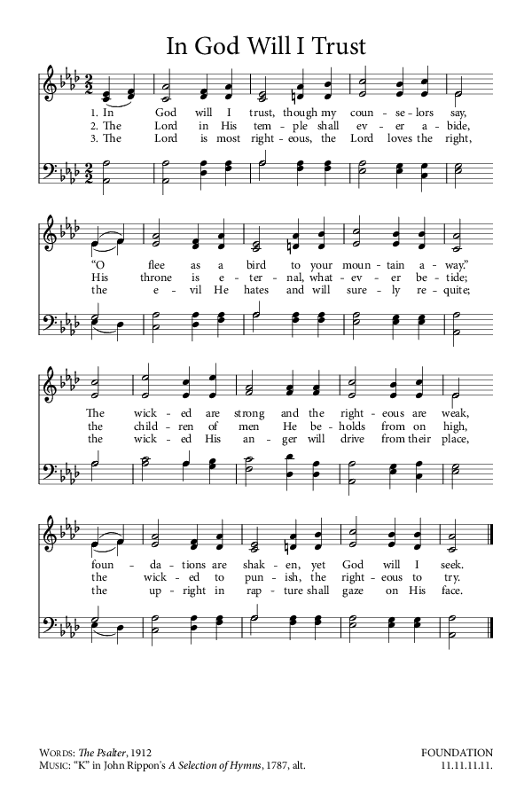 Preview of Hymn download for In God Will I Trust