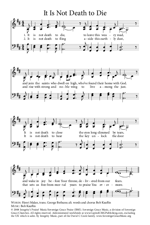 Preview of Hymn download for It Is Not Death to Die