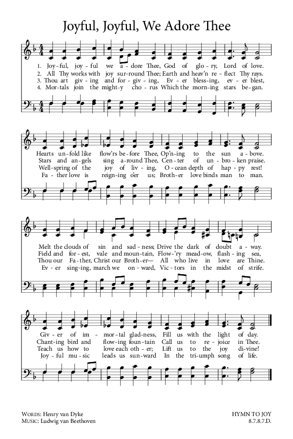 Preview of Hymn download for Joyful, Joyful, We Adore Thee