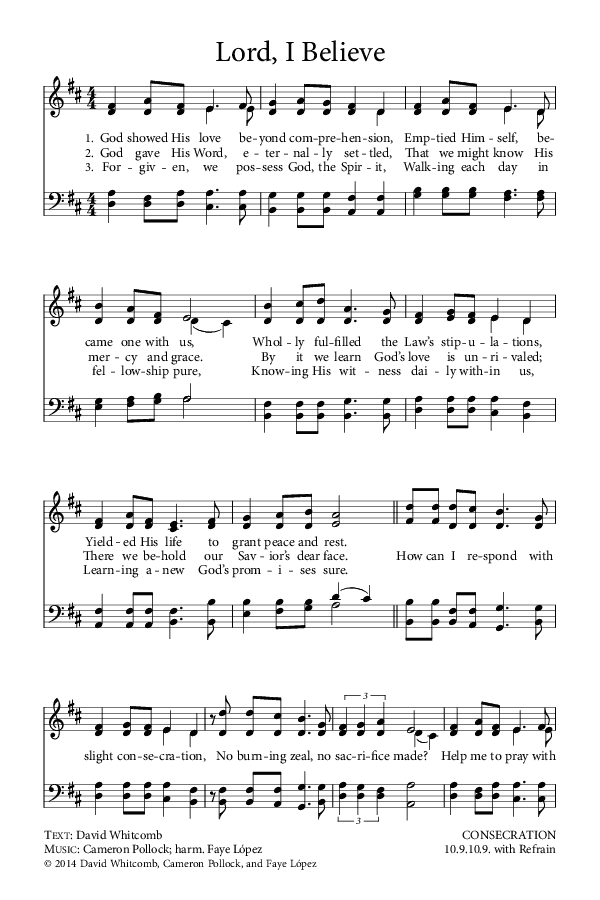 Preview of Hymn download for Lord, I Believe