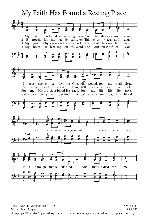 Preview of Hymn download for My Faith Has Found a Resting Place