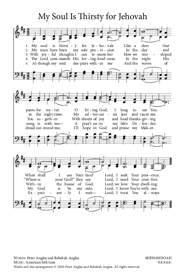 Preview of Hymn download for My Soul Is Thirsty for Jehovah