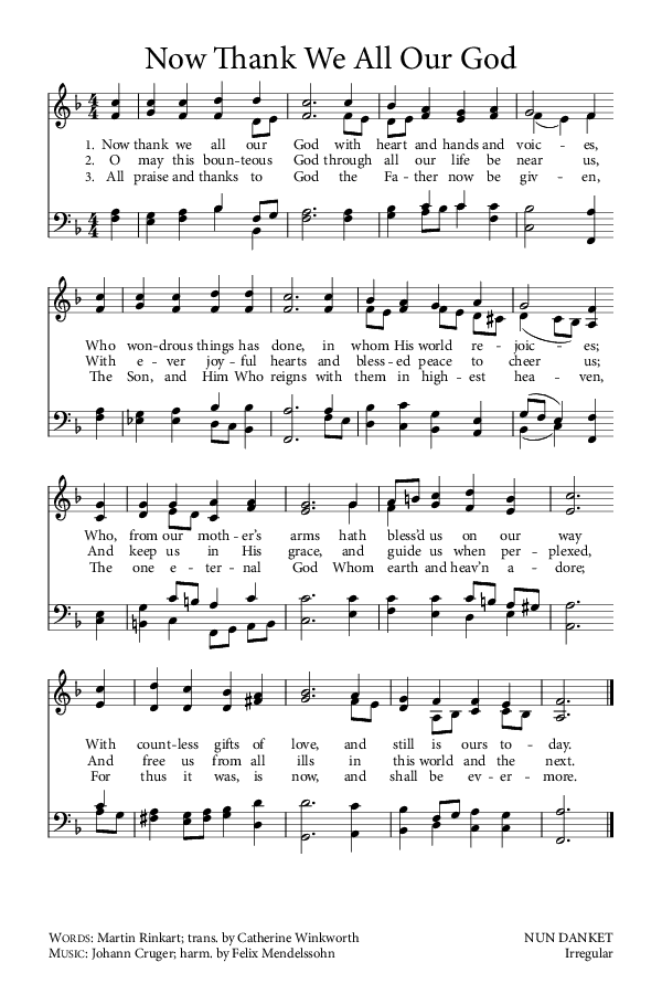 Preview of Hymn download for Now Thank We All Our God