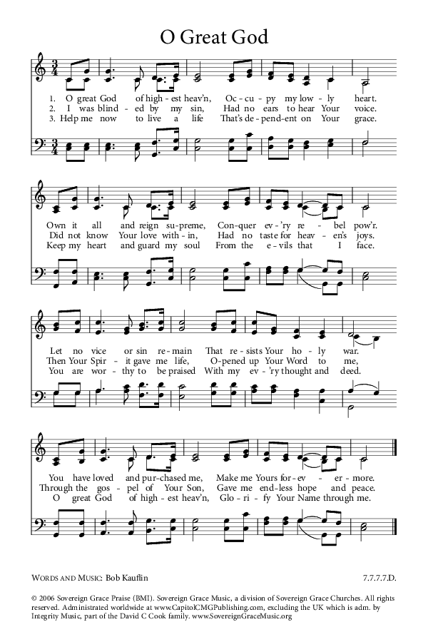 Preview of Hymn download for O Great God