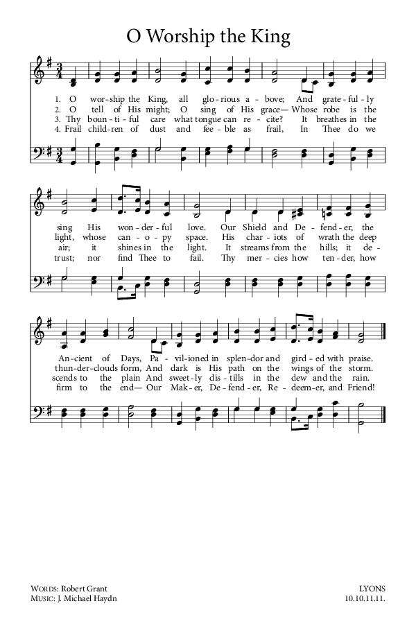 Preview of Hymn download for O Worship the King