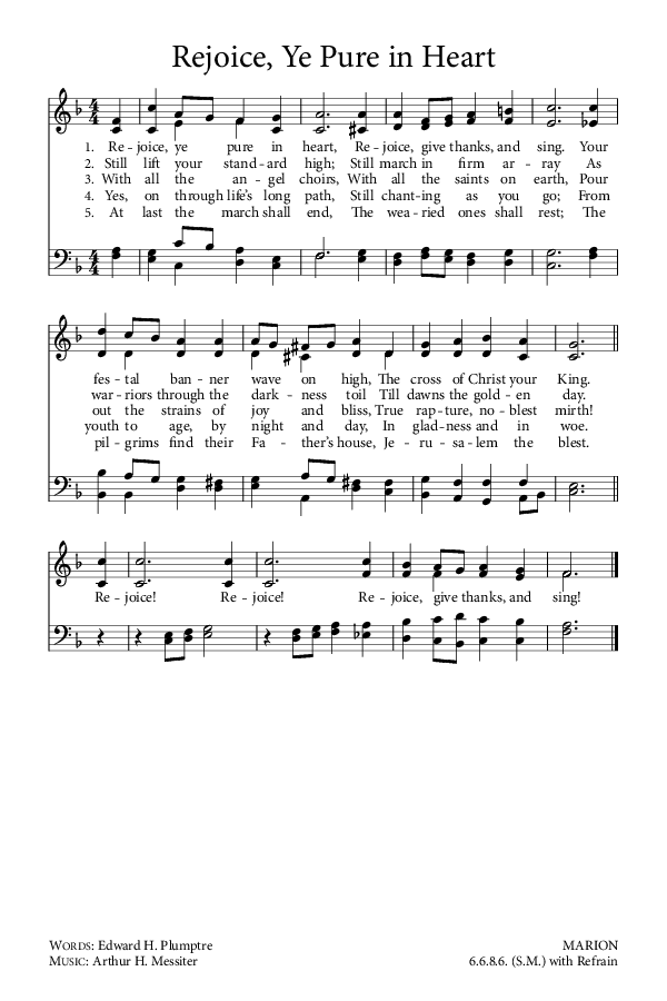 Preview of Hymn download for Rejoice, Ye Pure in Heart