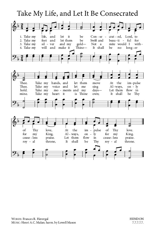 Preview of Hymn download for Take My Life, and Let It Be Consecrated