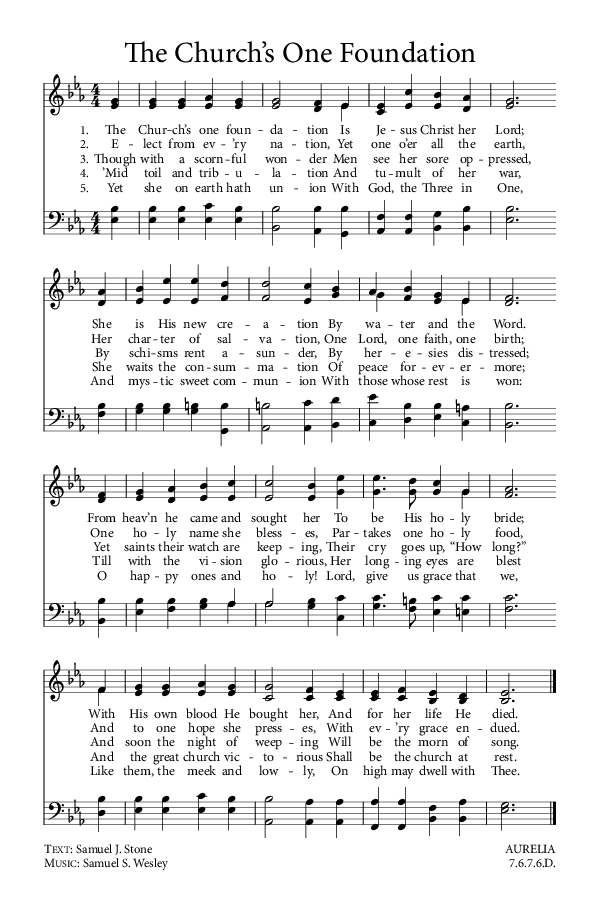 Preview of Hymn download for The Church’s One Foundation