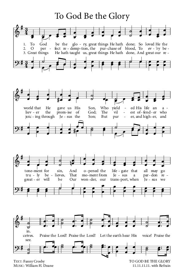 Preview of Hymn download for To God Be the Glory