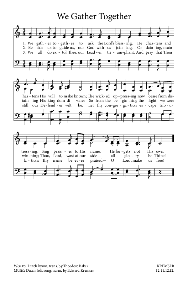 Preview of Hymn download for We Gather Together