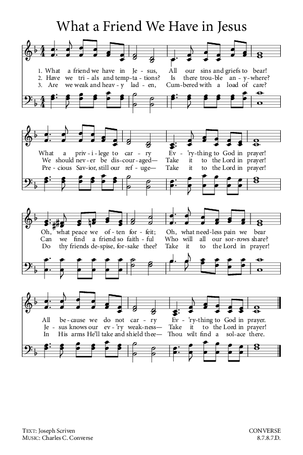 Preview of Hymn download for What a Friend We Have in Jesus
