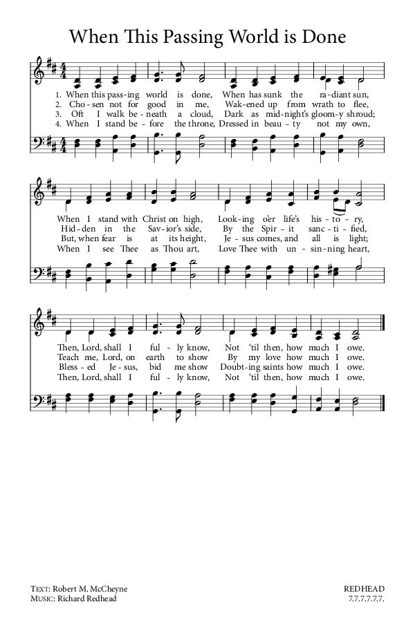 Preview of Hymn download for When This Passing World is Done